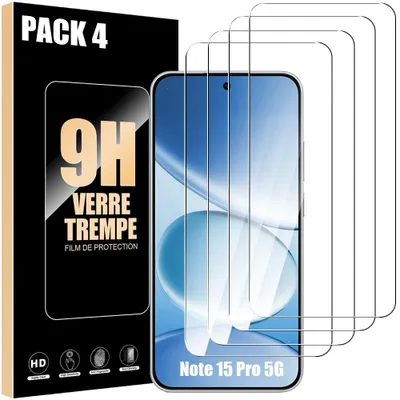 Image de 4x Verre Trempé pour Xiaomi Redmi Note 15 Pro 5G, Protection Anti-Rayures 9H Résistant Transparent