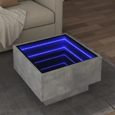 Zdjęcie produktu dla Maison Exclusive – stolik kawowy LED, szary betonowy, 50 x 50 x 30 cm, materiał drewnopochodny