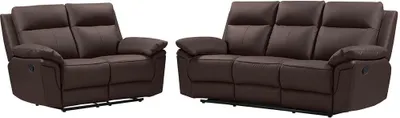 Produktbild von 3-Sitzer-Sofa und 2-Sitzer-Sofa mit Relax-Funktion aus Büffelleder PAKITA - Farbe braun