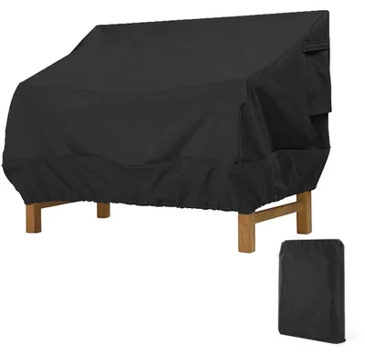 Image de Housse de banc de jardin pour banc 3 places, housse anti-vent, tissu Oxford, housse résistante aux UV pour mobilier de jardin, banc de jardin (noir, 193 x 83 x 84 cm)