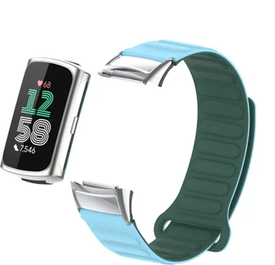 Produktbild von INF Stylisches magnetisches Silikonarmband für Fitbit Charge 6 Schwarz