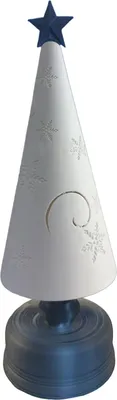 Produktbild von Weihnachtsbaumschmuck, 3D-gedruckter, beleuchteter, wirbelnder Schneebaum mit Schneeflockenmuster, Tischdekoration für den Kaminsims, Feiertagsparty-Dekoration