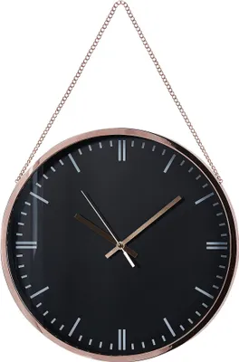 Zdjęcie produktu dla BELIANI Zegar wiszący ścienny czarny z miedzianą ramą materiał syntetyczny ø 30 cm nowoczesny design