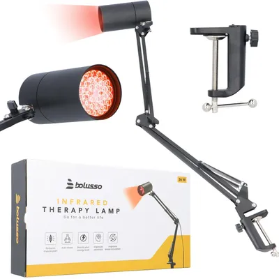 Immagine prodotto di Lampada industriale per fototerapia a infrarossi Bolusso, per il trattamento di raffreddori, tensioni muscolari e dolori cronici, riscaldatore radiante da 36W