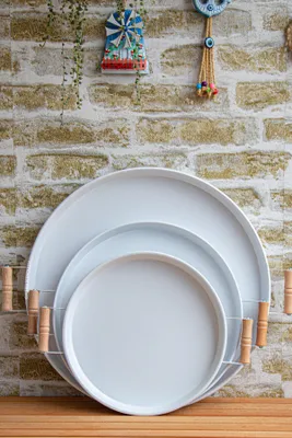 Produktbild von Hermia Concept, M0255 - B, Tablett-Set (3-teilig), Weiß, 100 % METALL, 30 x 30 x 2 cm