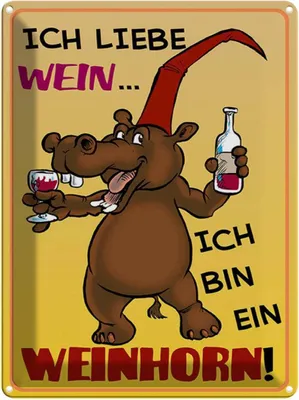 Produktbild von vianmo Blechschild 40x30 cm liebe Wein bin ein Weinhorn