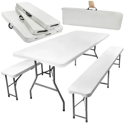 Image de Table de jardin pliante 180cm + 2 bancs