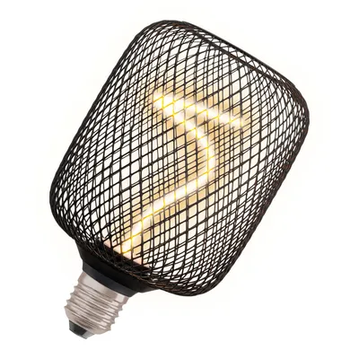Produktbild von OSRAM DECOR LED quadratisch mit Spiralfilament aus klarem schwarzem bleifreiem Glas in gemütlichem Warmweiß 818, dimmbar, mit E27 Schraubfassung, 100 mm Durchmesser.