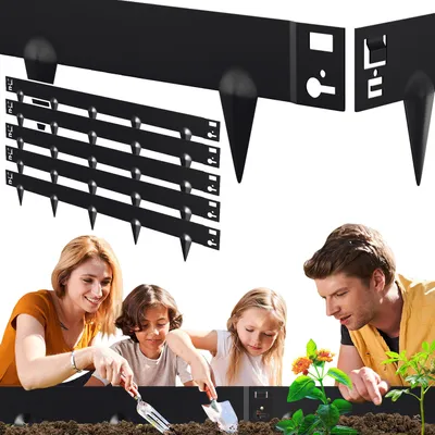 Produktbild von Clanmacy Rasenkante Schnecken Abwehr Verzinkt Blumenzaun Trennrand Gartenumrandung Stahl 100x15cm 30m Schwarz