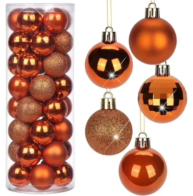 Immagine prodotto di Palline di Natale, 40 pezzi, in plastica resistente agli urti, colore arancione, diametro 4 cm