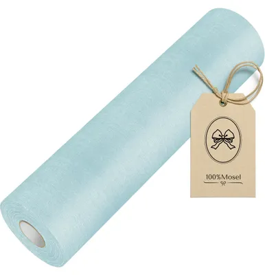 Productafbeelding van 100% Mosel vlies tafelkleed, in lichtblauw (30 cm x 25 m), tafelband