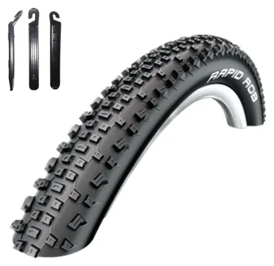 Zdjęcie produktu dla 1 opona rowerowa Schwalbe Rapid Rob, rozmiar 29 x 2,25 (57-622), kolor czarny, w zestawie łyżki do opon