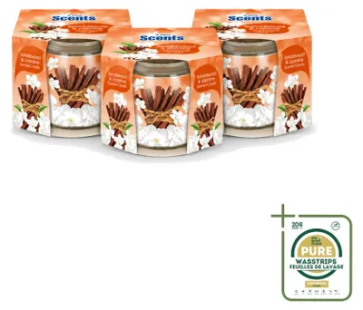 Imagen del producto de 3 velas aromáticas "At Home Scents", aroma de sándalo y jazmín, 70 g cada una. Pack de 3 unidades