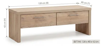 Produktbild von Garderobenbank 120x40x42 Flurkonsole Eiche sonoma sägerau Nachbildung #1435