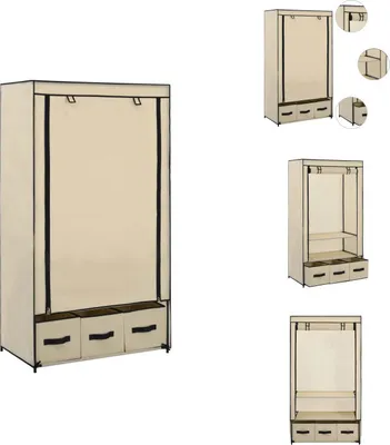 Image de vidaXL Armoire Crème 87 x 49 x 159 cm Tissu - Armoires