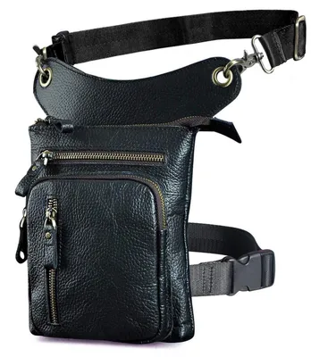 Immagine prodotto di Borsa da cintura in pelle per motocicletta, modello a tracolla, nera, 17x5x21 cm