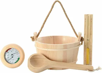Obrázek produktu pro sada příslušenství pro saunu vidaXL 4 ks hnědé masivní borovicové dřevo a konopí