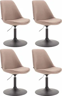 Image de Lot de 4 chaises de salle à manger CLP Maverick en tissu, pivotantes et réglables en hauteur en continu, couleur taupe, piètement noir