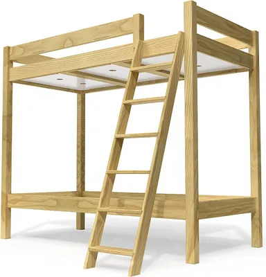 Produktbild von Etagenbett 2 Plätze 90x190 geneigte Skala Holz ABC - Honig