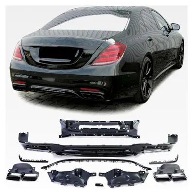 Produktbild von Sport Heckdiffusor mit Doppelendrohren in Schwarz für Mercedes S-Klasse W222 17-20
