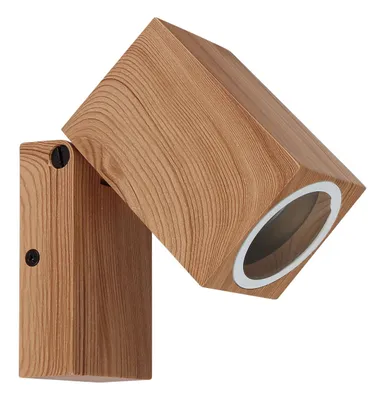 Produktbild von Globo Lighting Außenleuchte Aluminium Druckguss holzoptik, Glas klar, beweglich, Richtung Lichtschein: abwärts, IP44, BxH: 65x165mm, AL: 110mm, exkl. 1x GU10 35W 230V