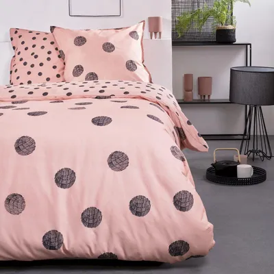 Obrázek produktu pro Bavlněné povlečení DOTS, oboustranná, růžová barva, 220 x 240 cm