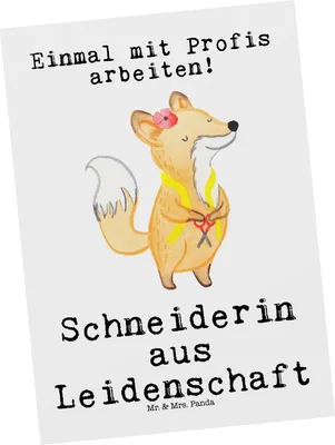 Produktbild von Mr. & Mrs. Panda Postkarte Schneiderin Leidenschaft - Weiß - Geschenk, Grußkarte, Postkarten, Motivkarte, Ansichtskarte, Ansichtskarten