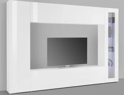 Produktbild von Wohnwand >Benevent< (4-teilig) in Weiß Hochglanz - 260x180x30 (BxHxT)