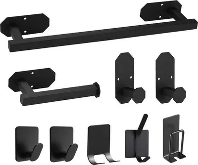 Produktbild von Famanu Badezimmer Accessoires Set 9-teilig - Edelstahl, Wandmontage
