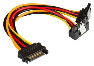 Immagine prodotto di Cavo di alimentazione SATA a Y, da SATA maschio a 2x SATA femmina con angolo di 90° verso il basso, Good Connections® (5021-2SBWSS)