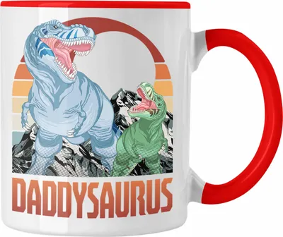 Produktbild von Trendation - Daddysaurus Tasse Geschenk für Vater zum Geburtstag Weihnachten Vatertag Bester Papa Geschenkidee (Rot)