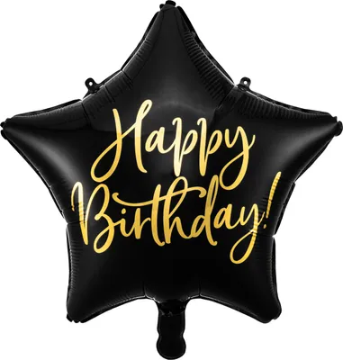 Zdjęcie produktu dla Balon foliowy w kształcie gwiazdki Happy Birthday 40cm czarny