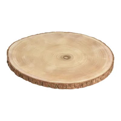 Produktbild von Baumscheibe Zum Basteln Rund mit Rinde Ø 35 cm Paulownia Holzscheibe Naturbelassen Holz Scheibe