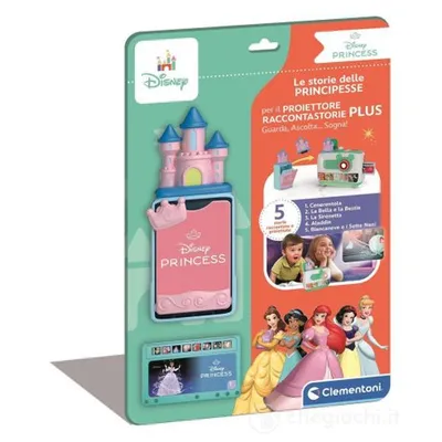 The image shows the packaging of a Disney Princess Storyteller Projector Plus toy. The packaging features images of the projector, Disney Princess characters, and promotional text.