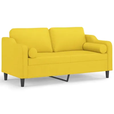 Produktbild von 2-Sitzer-Sofa mit Zierkissen Hellgelb 140 cm Stoff