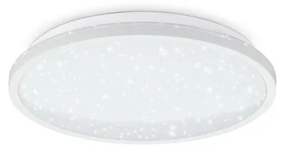 Image de B.K.Licht Plafonnier LED 18 Watt avec effet étoiles I ultraplat 4,2 cm I Ø28 cm I lumière blanche neutre 4000 K I lumière indirecte I cadre blanc