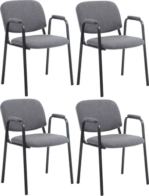 Produktbild von CLP 4er Set Stapelstühle Ken Pro Stoffbezug gepolstert mit Armlehnen bis 150 kg grau
