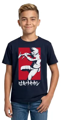 Produktbild von Spreadshirt Naruto Shippuden Cooles Kakashi-Design Teenager T-Shirt, 134/146 (9-11 Jahre), Navy