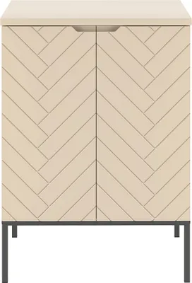 Produktbild von Waschbeckenunterschrank 60 cm breit in kaschmir mit gefrästen Fronten ANGERA-140