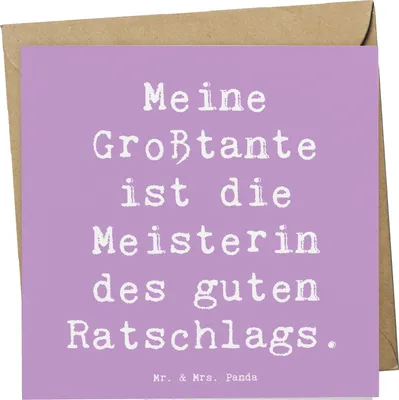 Produktbild von Mr. & Mrs. Panda Grußkarte Spruch Großtante Ratschlag - Lavendeltraum - Geschenk, Jubiläen, Geschenke, emotionale Unterstützung, Familienmitglied, faltkarte, Klappkarte