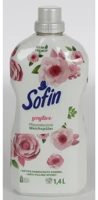 Produktbild von 8x Sofin Weichspüler 1,4L Sensitive Vegan Frische Kleidung Flüssigwaschmittel