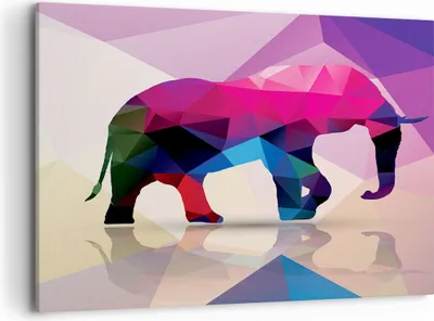 Produktbild von Bild auf Leinwand - Leinwandbild - Elefanten Illustration Bunt - 100x70cm - Wand Bild - Wanddeko - Leinwanddruck - Bilder - Kunstdruck - Wanddekoration - Leinwand bilder - Wandkunst - AA100x70-2807