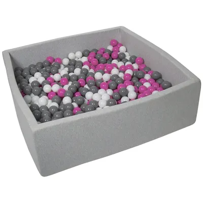 Produktbild von Bällebad für Kinder, 120x120 cm, Spielplatz + 900 Bälle weiß, rosa, grau