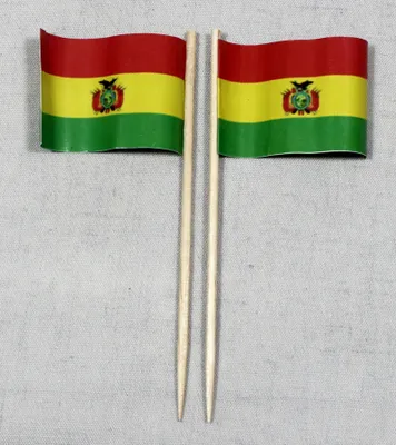 Produktbild von Party-Picker Flagge Bolivien Papierfähnchen in Spitzenqualität 25 Stück Beutel