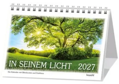 Produktbild von Verteilkalender In seinem Licht 2027 mit Bibelworten, Fotografien, Spiralbindung und Aufsteller