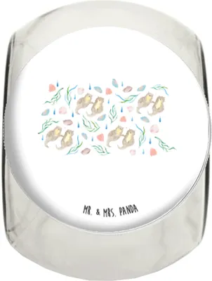 Produktbild von Mr. & Mrs. Panda Kaffeedose Otterliebe Design XL 2000ml - Weiß - Geschenk, Bonboniere, Meer, Händchenhaltene Otter, Teedose, keksglas, keksdose glas, Aquarell, Maritim