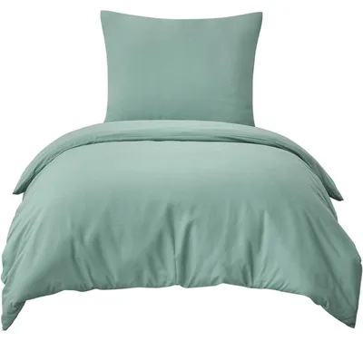 Productafbeelding van Bettenset, 155x220 cm, 2-delig, saliegroen, microvezel, met rits en kussensloop 80x80 cm