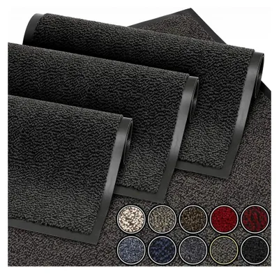 Produktbild von Fußmatte Schwarz Anthrazit 40x60 cm | Wasserdichte und waschbare Eingangstürmatte, strapazierfähiger Schmutzfänger | Rutschfeste Fußmatte für Haustür, Flur, Eingang, Küche, Schlafzimmer