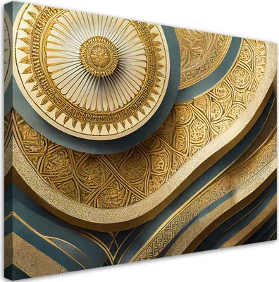 Produktbild von Leinwandbild Mandala Orientalismus 90x60 Feeby Gold bild für die wand bereit zum aufhängen