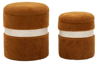 Produktbild von Saint-Moritz: Set aus zwei Hocker mit Stauraum, braun. Durchmesser 40x47 cm, Durchmesser 32x38 cm